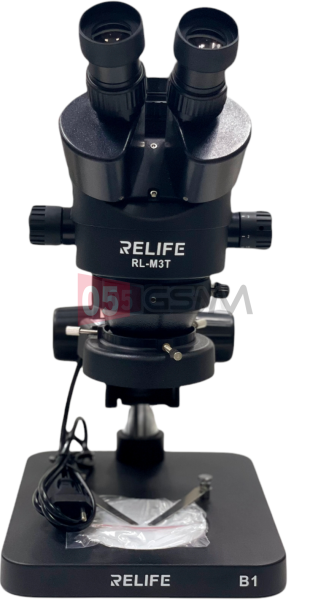 Микроскоп Relife M3T-B1 с подсветкой (Тринокуляр 7045; черный) фото в интернет-магазине 05gsm.ru