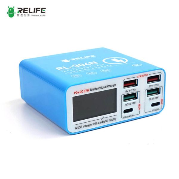 Многопортовое зарядное устройство RELIFE-304N ( fast charger 3.0 87w ) 6 портов фото в интернет-магазине 05gsm.ru