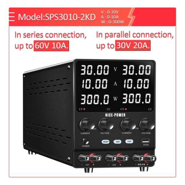 Блок питания Nice Power SPS3010-2KD двухканальный (30V/10A реж стаб тока) фото в интернет-магазине 05gsm.ru