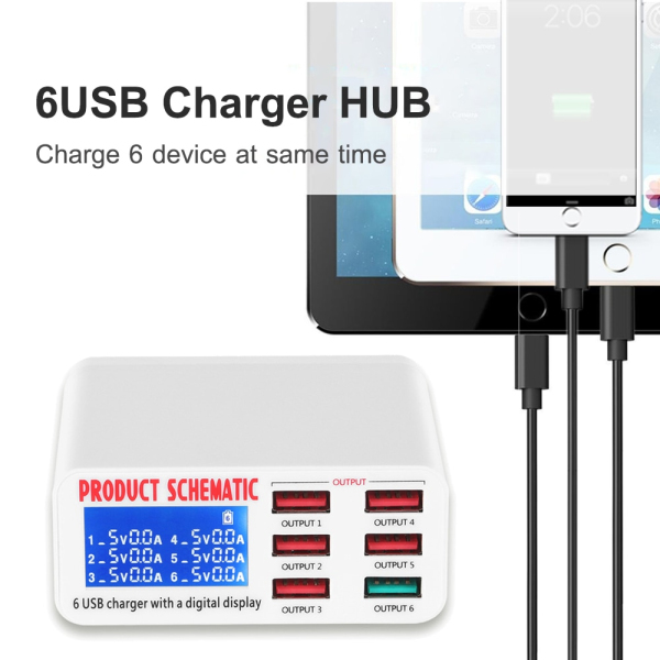 Многопортовое зарядное устройство ( fast charger 3.0 ) 6 выходов фото в интернет-магазине 05gsm.ru