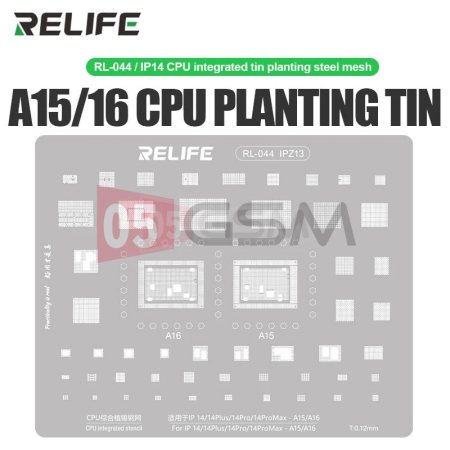 Трафарет для BGA RELIFE RL-044 IPZ13 iPhone 14 series + CPU A15/A16 фото в интернет-магазине 05gsm.ru