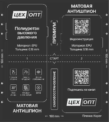 Пленка приватная матовая для плоттера ЦехОпт EPU (Антишпион; на 2 выреза; 160x180x0.18 мм) фото в интернет-магазине 05gsm.ru