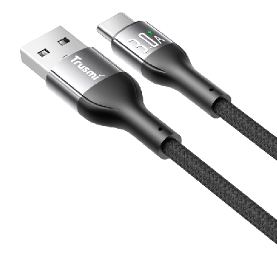 Кабель зарядки Trusmi CA45-11 (Type-A → Type-C; 3A; 1 м; алюминиевый в оплетке LED черный) фото в интернет-магазине 05gsm.ru