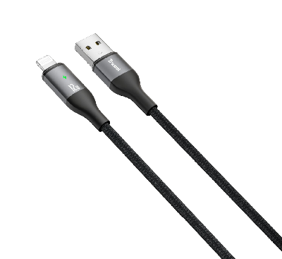 Кабель зарядки Trusmi CA12-01 (Type-A → Lightning; 2.4A; 1м; алюм. в оплетке Smart Power Off черный) фото в интернет-магазине 05gsm.ru