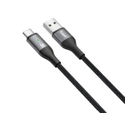 Кабель зарядки Trusmi CA12-02 (Type-A → Type-C; 5A; 1 м; алюм. в оплетке Smart Power Off черный) фото в интернет-магазине 05gsm.ru