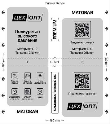 Пленка самовосстанавливающаяся для плоттера ЦехОпт EPU (Матовая; 2 в 1; 160x180x0.18 мм) фото в интернет-магазине 05gsm.ru