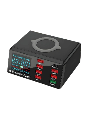 Многопортовое зарядное устройство X9 (8 портов; 100 Вт; беспроводная зарядка; QC 3.0) фото в интернет-магазине 05gsm.ru