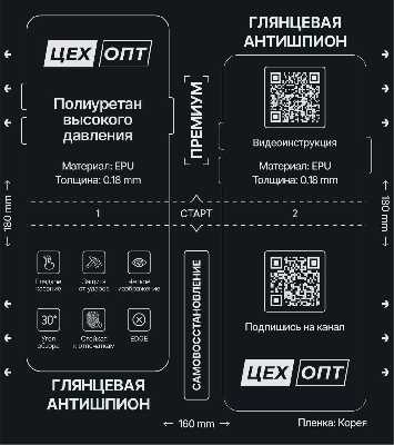 Пленка приватная глянцевая для плоттера ЦехОпт EPU (Антишпион; на 2 выреза; 160x180x0.18 мм) фото в интернет-магазине 05gsm.ru