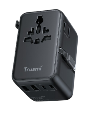 Адаптер питания для путешествий Trusmi CH18-03 (70 Вт; USB-C×3; USB-A×2; UK/US/EU/AU-вилки; черный) фото в интернет-магазине 05gsm.ru