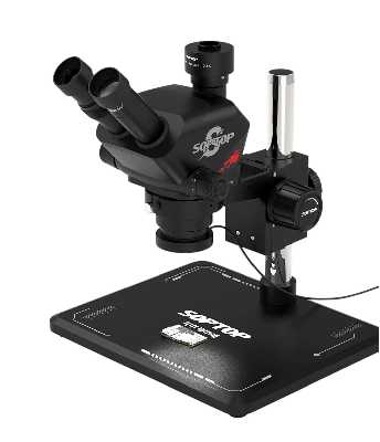 Микроскоп тринокулярный SopTop 7060 Ultra с подсветкой и линзой (7-60X; большой стол; черный) фото в интернет-магазине 05gsm.ru