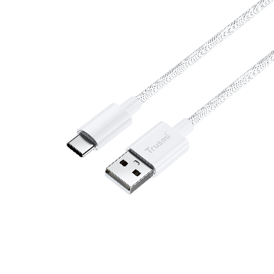 Кабель зарядки Trusmi CA55-01 (Type-C → Type-C; 3A; 1 м; в оплетке; белый) фото в интернет-магазине 05gsm.ru