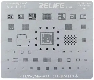 Трафарет для BGA RELIFE RL-044 IP11 0.12mm iPhone 11 Series (Face) фото в интернет-магазине 05gsm.ru