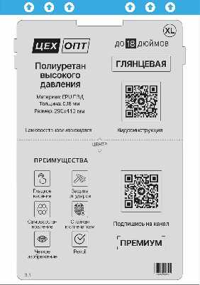 Пленка большая глянцевая для плоттера ЦехОпт EPU ПВД (Для ноутбуков 18"; 290x410x0.18 мм; 1 штука) фото в интернет-магазине 05gsm.ru