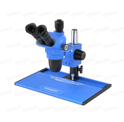 Микроскоп тринокулярный Forward FW-6565 Pro Max - T (6.5-65X; с подвижным штативом; синий) фото в интернет-магазине 05gsm.ru