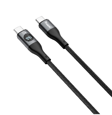 Кабель зарядки Trusmi CA38-02 (Type-A → Type-C; 100W; 1 м; в оплетке с дисплеем черный) фото в интернет-магазине 05gsm.ru