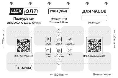 Пленка глянцевая для плоттера ЦехОпт EPU (Для часов; на 8 вырезов; 120x180x0.15 мм; 1 штука) фото в интернет-магазине 05gsm.ru