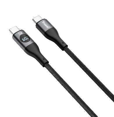 Кабель зарядки Trusmi CA38-01 (Type-C → Type-C; 60W; 1 м; в оплетке с дисплеем черный) фото в интернет-магазине 05gsm.ru