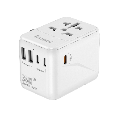 Адаптер питания для путешествий Trusmi CH16-11 (35 Вт; Type-C×3; USB-A×2; UK/US/EU/AU-вилки; белый) фото в интернет-магазине 05gsm.ru