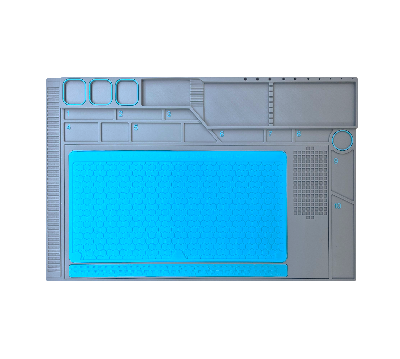 Коврик монтажный силиконовый антистатический с линейкой, серый/голубой, 57.5×37.8 см фото в интернет-магазине 05gsm.ru