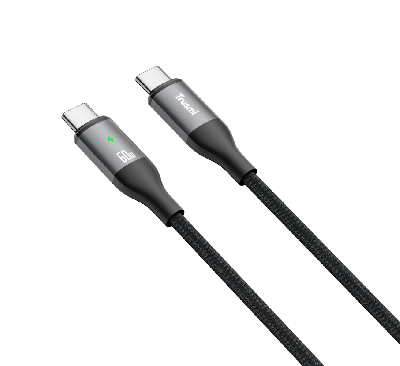 Кабель зарядки Trusmi CA12-05 (Type-C → Type-C; 60W; 1 м; алюм. в оплетке Smart Power Off черный) фото в интернет-магазине 05gsm.ru
