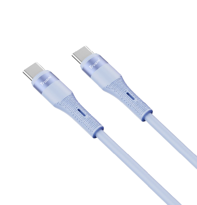 Кабель зарядки Trusmi CA34-078 (Type-C → Type-C; 100W; 1 м; силиконовый синий) фото в интернет-магазине 05gsm.ru
