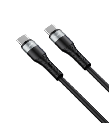 Кабель зарядки Trusmi CA34-072 (Type-C → Type-C; 60W; 1 м; силиконовый черный) фото в интернет-магазине 05gsm.ru