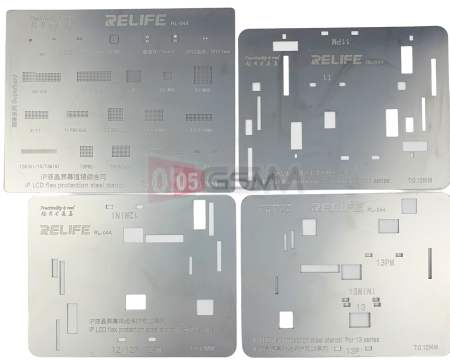 Набор трафаретов для BGA на LCD от RELIFE RL-044 iPhone LCD 6S-13Pro Max 4шт фото в интернет-магазине 05gsm.ru