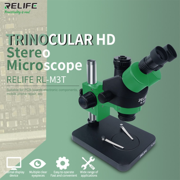 Микроскоп Relife M3T-B1 с подсветкой (Тринокуляр 7045; зеленый) фото в интернет-магазине 05gsm.ru