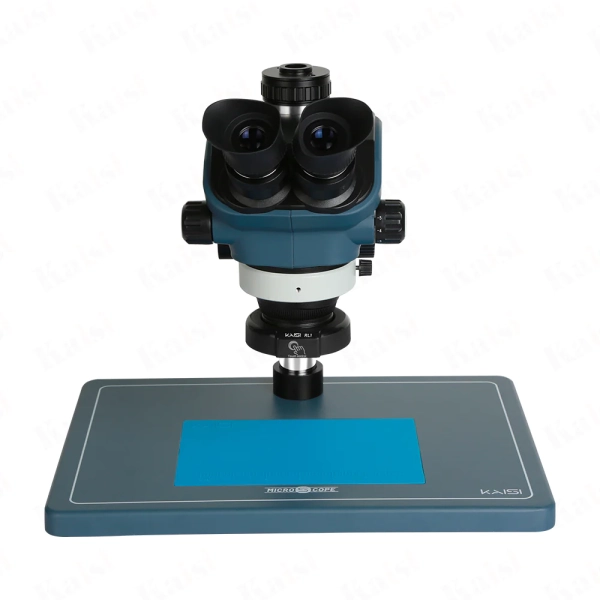 Микроскоп Kaisi TX-350S синий, с ковриками (Вытяжка + подсветка) фото в интернет-магазине 05gsm.ru