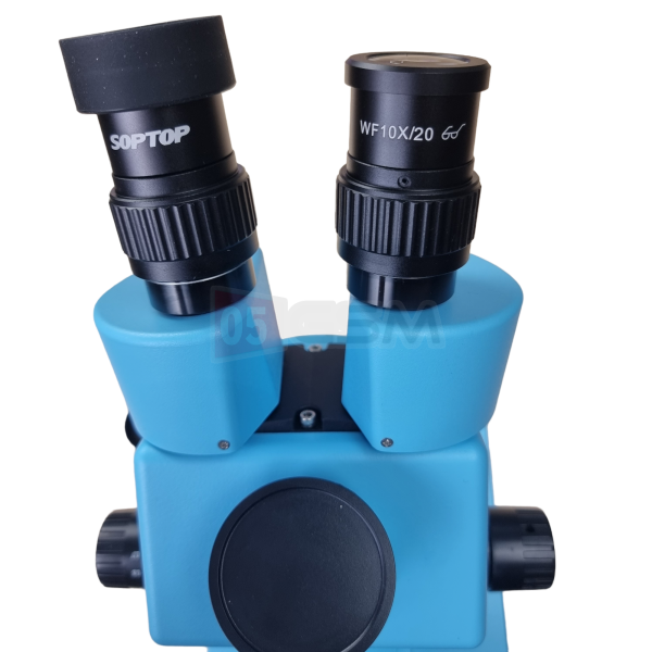 Микроскоп тринокулярный SopTop 3 (Голубой цвет) фото в интернет-магазине 05gsm.ru