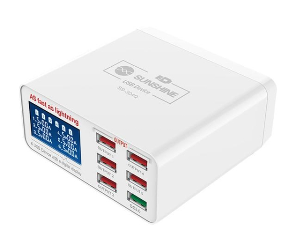 Многопортовое зарядное устройство Sunshine SS-304Q ( fast charger 3.0 ) 6 выходов фото в интернет-магазине 05gsm.ru