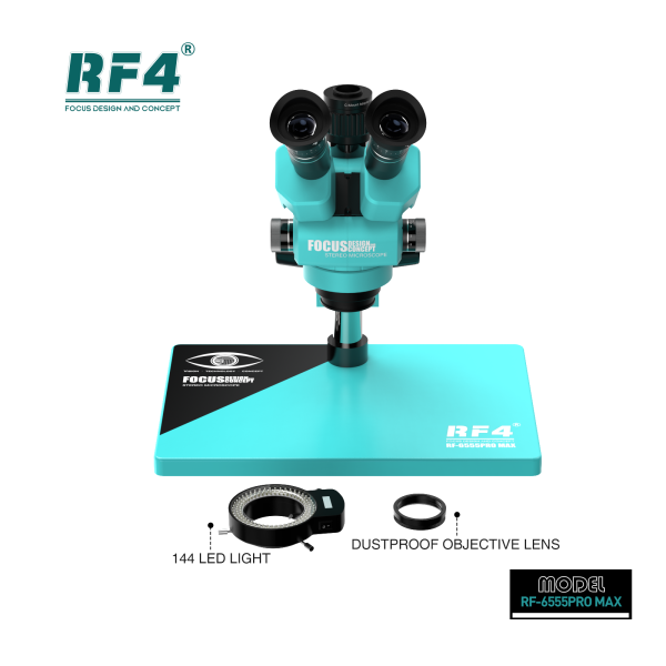 Микроскоп тринокулярный RF4 RF-6555PRO MAX с подсветкой (Бирюзовый цвет) фото в интернет-магазине 05gsm.ru