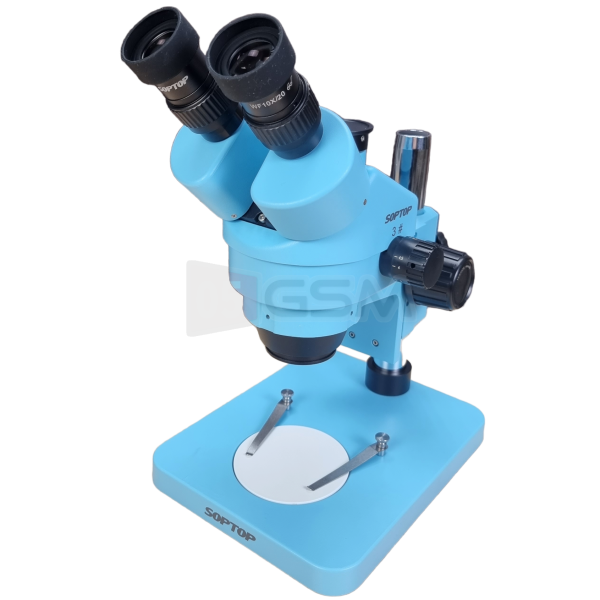 Микроскоп тринокулярный SopTop 3 (Голубой цвет) фото в интернет-магазине 05gsm.ru