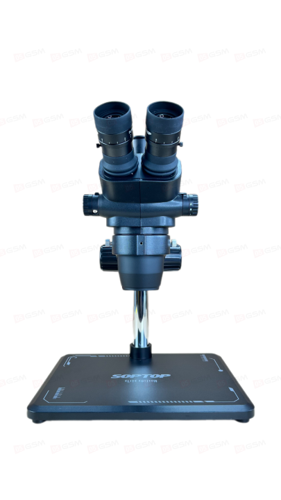 Микроскоп тринокулярный SopTop 9 с подсветкой и линзой (Активный глаз; большой стол; черный) фото в интернет-магазине 05gsm.ru