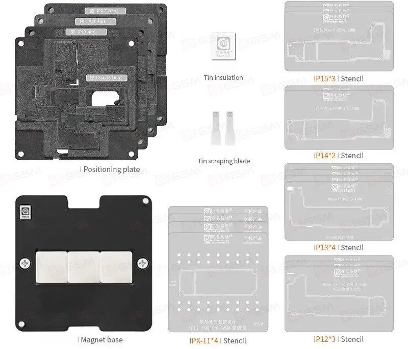 Middle Frame iPhone X - 15 Pro Max Amaoe IPX-15 - Монтажный стол для материнских плат фото в интернет-магазине 05gsm.ru