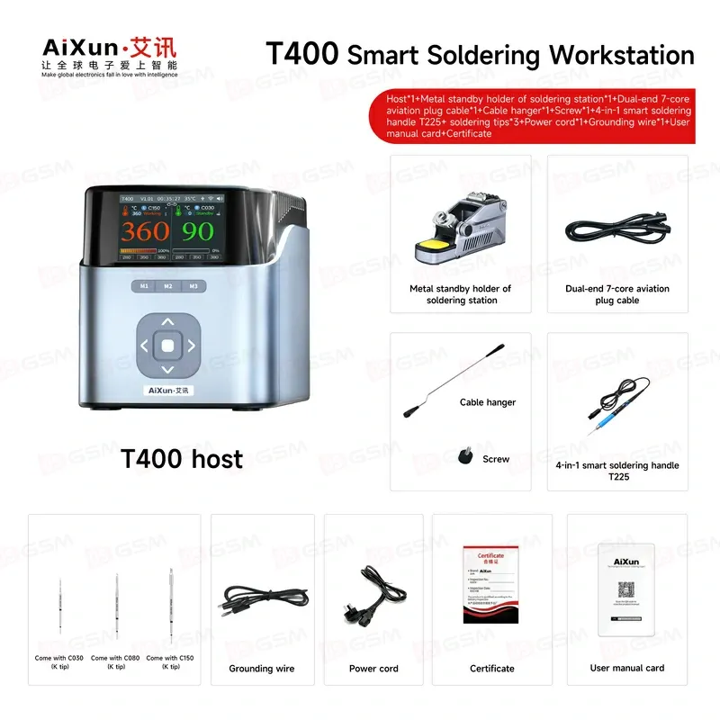 Паяльная станция Aixun T400-225 (C030/C080/C150) фото в интернет-магазине 05gsm.ru