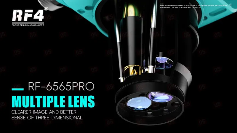 Микроскоп тринокулярный RF4 RF-6565PRO с подсветкой (6.5-65X; бирюзовый) фото в интернет-магазине 05gsm.ru