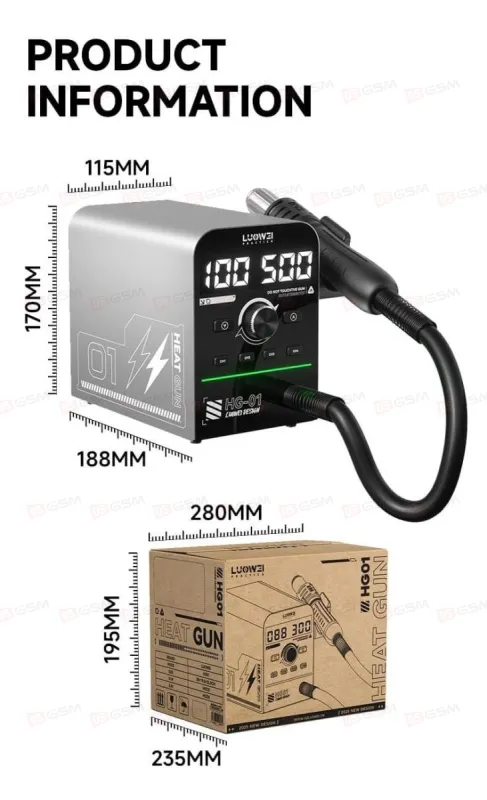 Термовоздушный фен Luowei HG-01 (Паяльная станция) фото в интернет-магазине 05gsm.ru