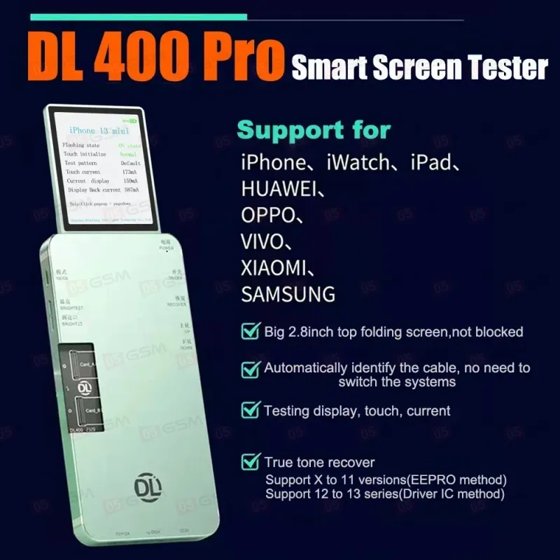 Тестер дисплеев Dianli DL400 Pro (Со шлейфами X-15 Pro Max) фото в интернет-магазине 05gsm.ru