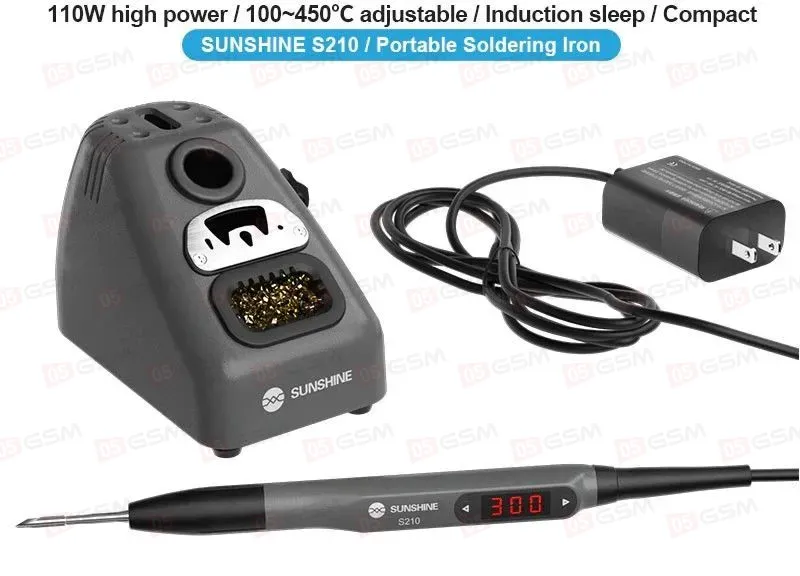 Паяльник портативный с держателем Sunshine S210 (1 жало C210; неавтономный) фото в интернет-магазине 05gsm.ru