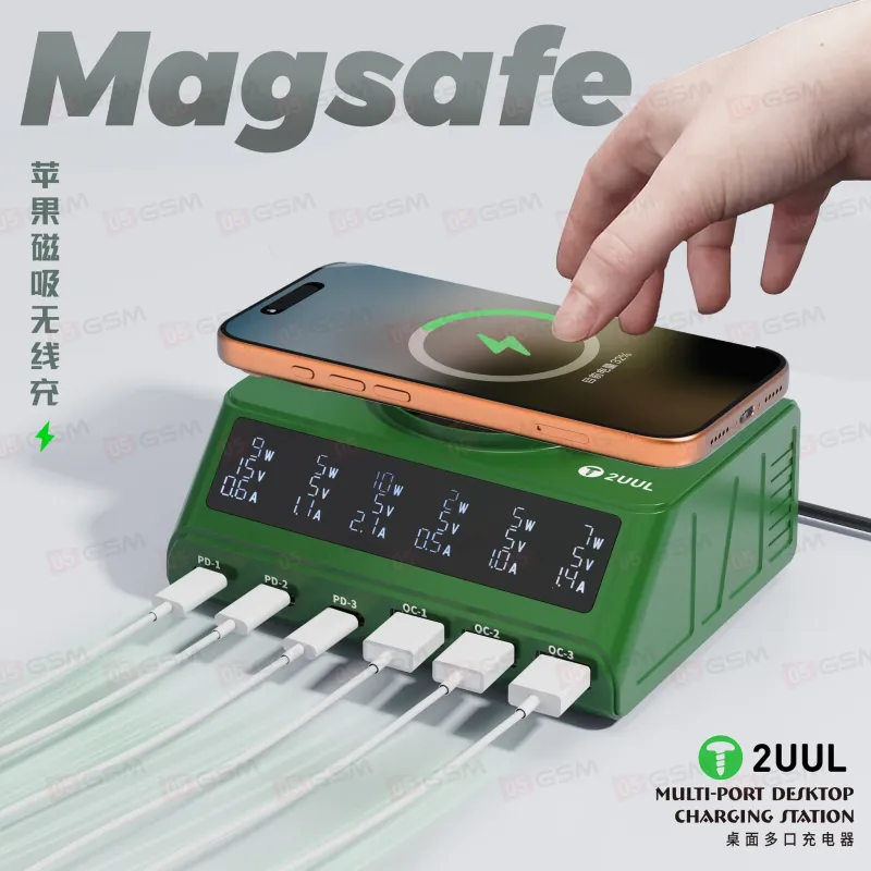 Многопортовое зарядное устройство 2UUL PC11 (6 портов; 110 Вт; быстрая и беспроводная зарядка) фото в интернет-магазине 05gsm.ru