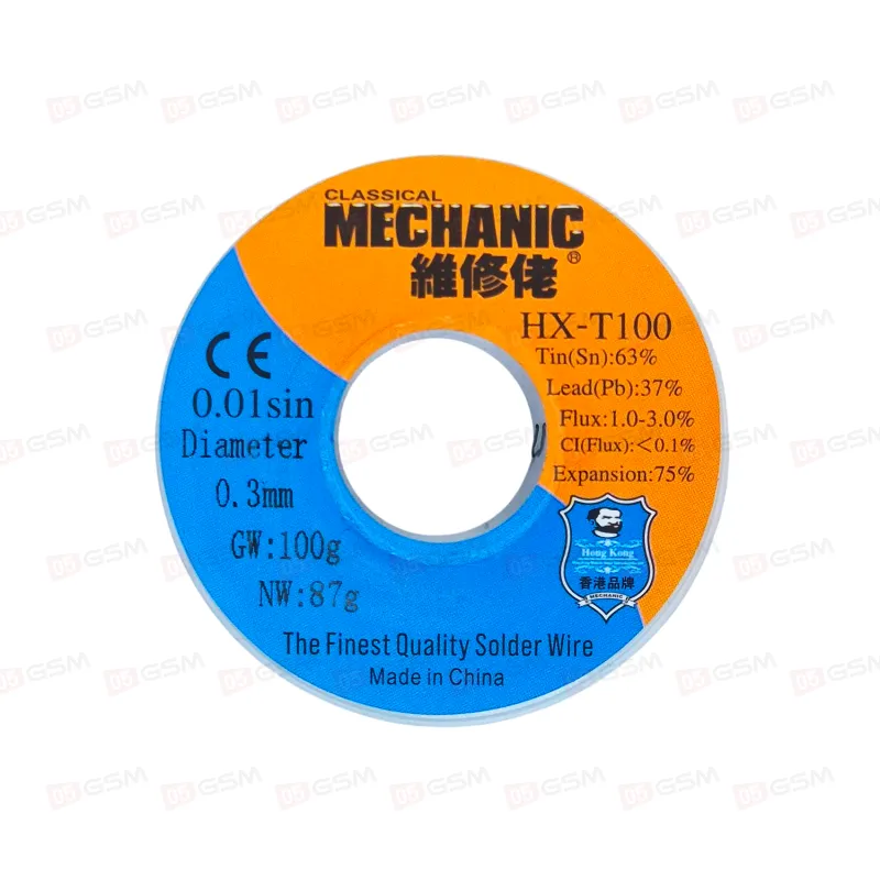 Припой в катушке Mechanic HX-T100 (0.3 мм; 100 г) фото в интернет-магазине 05gsm.ru