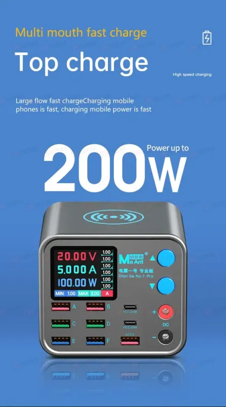 Блок питания MaAnt DianBa No.1 Pro (Импульсный; миниатюрный; беспроводная зарядка; 20 В; 8.5 А) фото в интернет-магазине 05gsm.ru