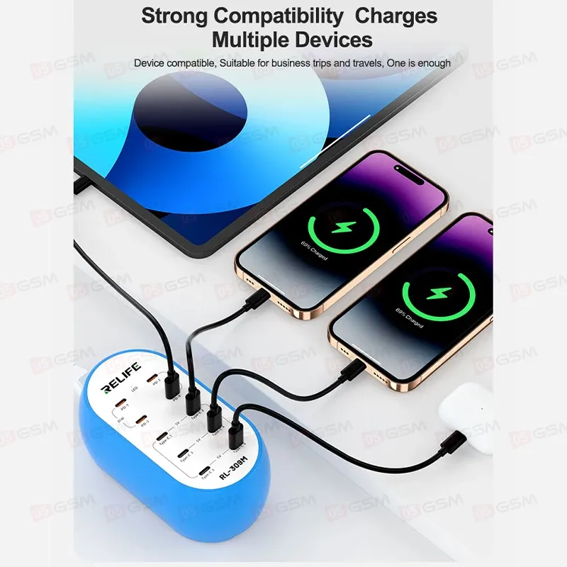 Многопортовое зарядное устройство Relife RL-309M (10 портов; Type-C) фото в интернет-магазине 05gsm.ru