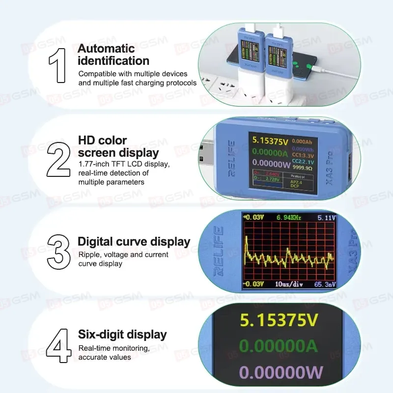 Тестер USB Relife XA3 Pro фото в интернет-магазине 05gsm.ru