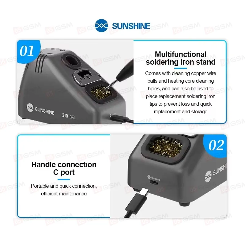 Паяльник портативный с держателем Sunshine S210 Pro (1 жало C210; неавтономный) фото в интернет-магазине 05gsm.ru
