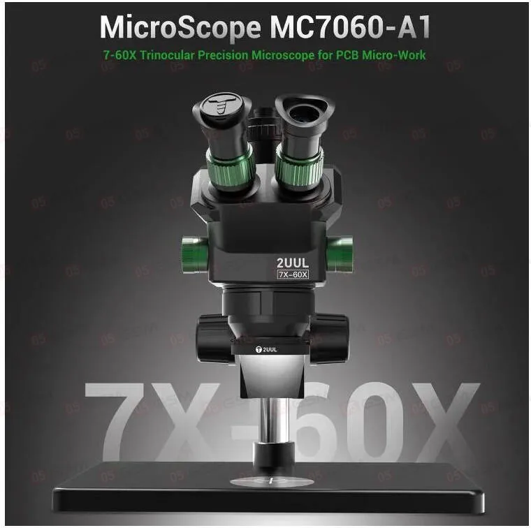Микроскоп тринокулярный 2UUL MC7060-A1 с подсветкой (7-60X; черный) фото в интернет-магазине 05gsm.ru