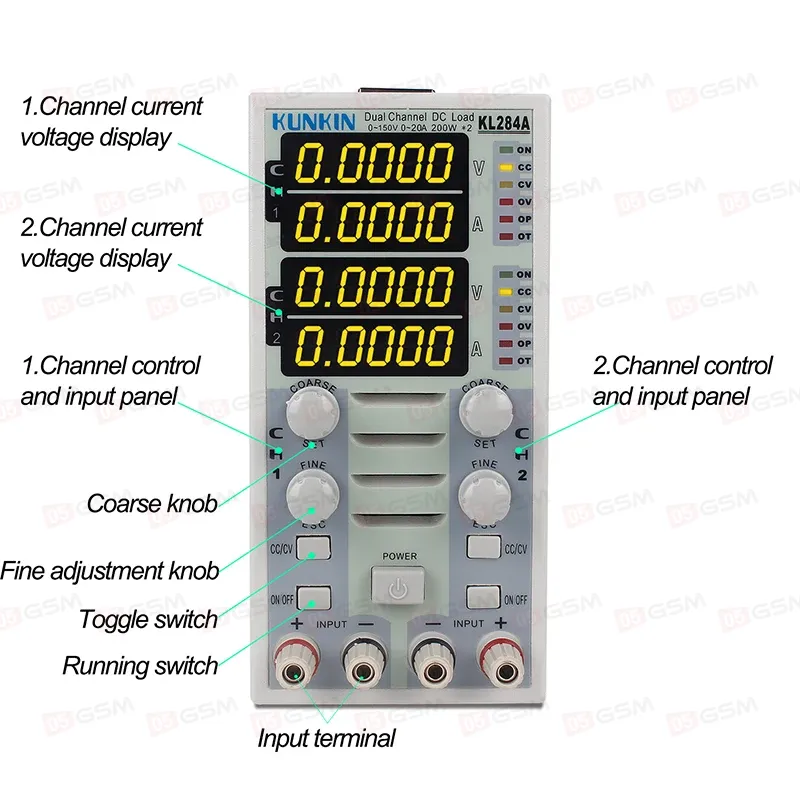 Двухканальная электронная нагрузка постоянного тока Kunkin KL284A фото в интернет-магазине 05gsm.ru