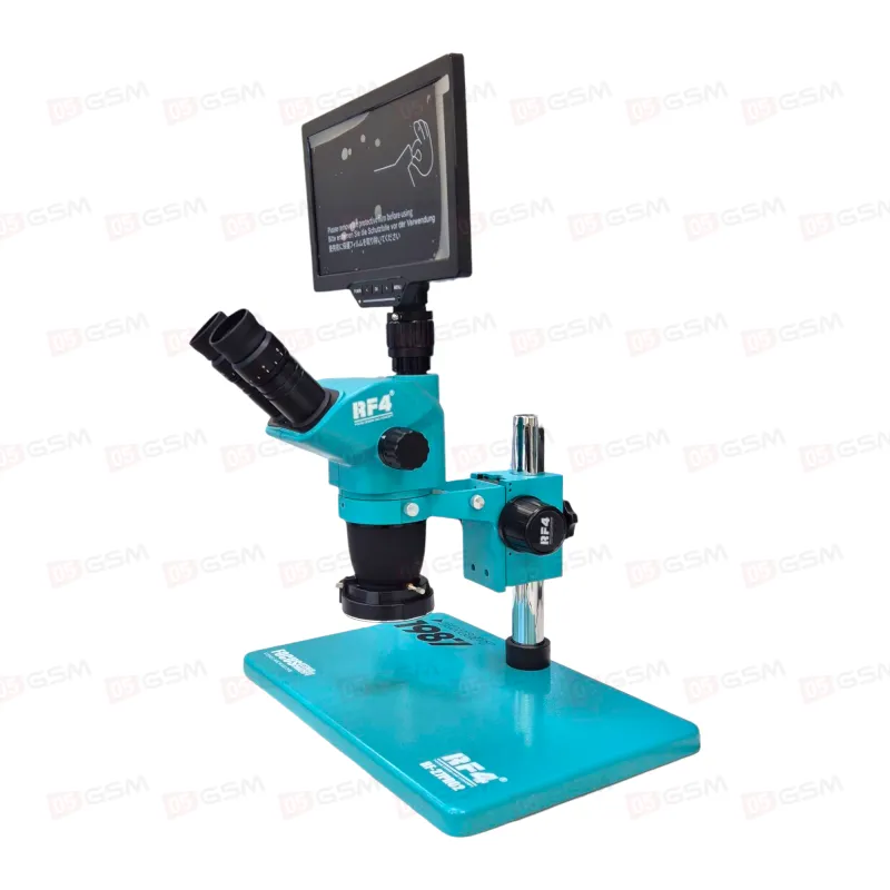 Микроскоп тринокулярный RF4 RF-27PRO2 с камерой, монитором и подсветкой (6.5-55X; бирюзовый) фото в интернет-магазине 05gsm.ru