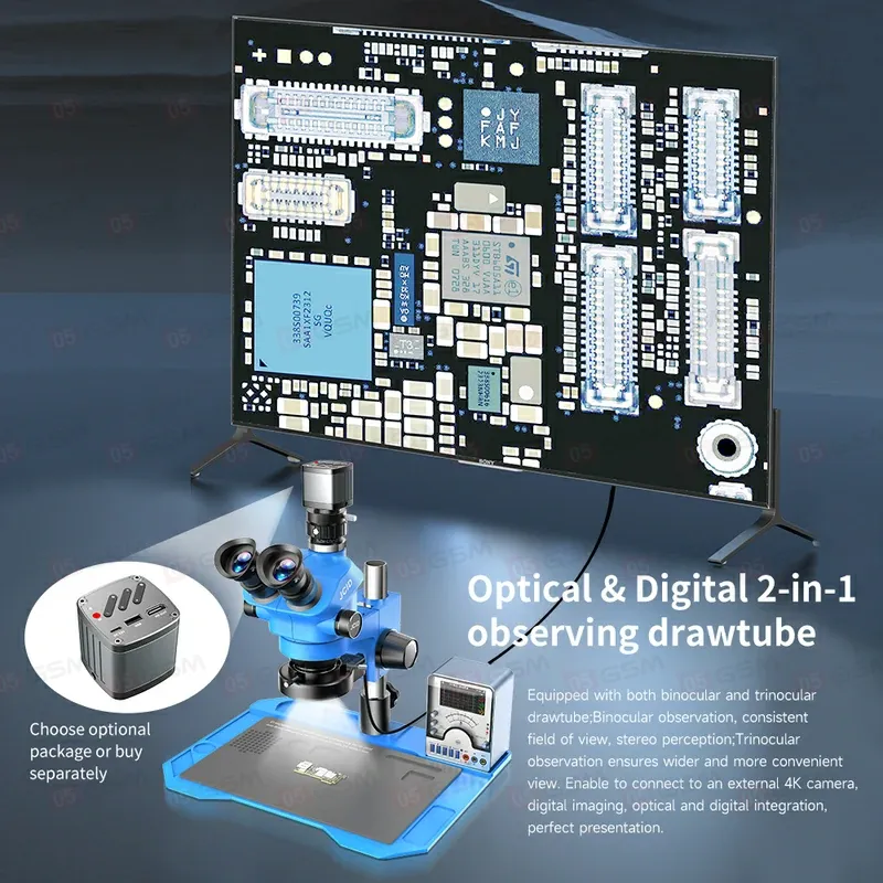 Микроскоп тринокулярный JCID M3750-A (7-50X; синий) фото в интернет-магазине 05gsm.ru
